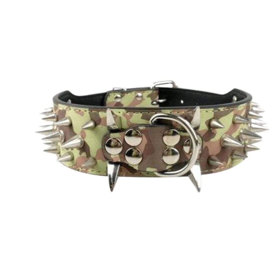 Black Spiked Leather Dog Collar For Large Breeds-0