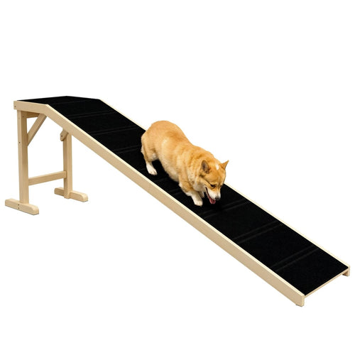 Bed Ramp for Dogs & Cats – Non-Slip Carpet & Platform – Natural