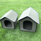 Waterproof Foldable Dog Shelter in Grey, semi-enclosed cabin shape