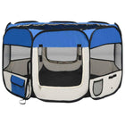 Portable Dog Playpen – Mesh Roof and Door – Blue