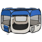 Portable Dog Playpen – Mesh Roof and Door – Blue