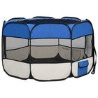 Portable Dog Playpen – Mesh Roof and Door – Blue