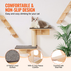 Wall Mounted Cat Shelves in Natural, two enclosed cat houses