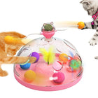 Transparent body of the cat toy filled with balls and plush pieces for batting
