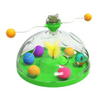 Interactive cat toy in Green with plush balls and a feather inside